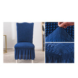 NNEAGS 2X Blue Chair Cover Seat Protector with Ruffle Skirt Stretch Slipcover Wedding Party Home Decor