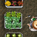 NNEAGS 90cm Square Galvanised Raised Garden Bed Vegetable Herb Flower Outdoor Planter Box