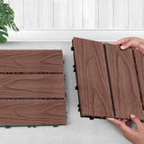 NNEAGS 2X 11 pcs Dark Chocolate DIY Wooden Composite Decking Tiles Garden Outdoor Backyard Flooring Home Decor