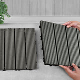 NNEAGS 2X 11 pcs Grey DIY Wooden Composite Decking Tiles Garden Outdoor Backyard Flooring Home Decor