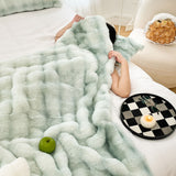 NNEAGS 2X 200cm Light Green Fuzzy Super Soft and Cozy Fluffy Throw Blanket