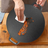 NNEAGS 37cm Cast Iron Induction Crepes Pan Baking Cookie Pancake Pizza Bakeware