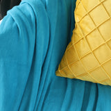 NNEAGS Blue Acrylic Knitted Throw Blanket Solid Fringed Warm Cozy Woven Cover Couch Bed Sofa Home Decor