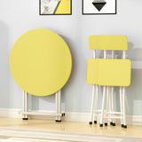 NNEAGS 2X Yellow Dining Table Portable Round Surface Space Saving Folding Desk Home Decor