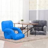 NNEAGS 4X Foldable Lounge Cushion Adjustable Floor Lazy Recliner Chair with Armrest Blue