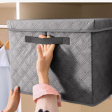 NNEAGS 2X Small Grey Non-Woven Diamond Quilt Grid Fabric Storage/Organizer Box