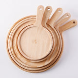 NNEAGS 11 inch Round Premium Wooden Pine Food Serving Tray Charcuterie Board Paddle Home Decor