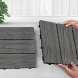NNEAGS 11 pcs Dark Grey DIY Wooden Composite Decking Tiles Garden Outdoor Backyard Flooring Home Decor