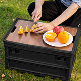 NNEAGS 2X 34.5 cm 18L Black Car & Camping Foldable Storage Box Crate Stackable Container with Handle