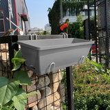NNEAGS 49.5cm Gray Rectangular Planter Vegetable Herb Flower Outdoor Plastic Box with Holder Balcony Garden Decor Set of 4