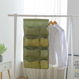 NNEAGS 2X Green Double Sided Hanging Storage Bag Underwear Bra Socks Mesh Pocket Hanger Home Organiser