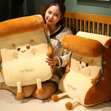 NNEAGS Smiley Face Toast Bread Wedge Cushion Stuffed Plush Cartoon Back Support Pillow Home Decor