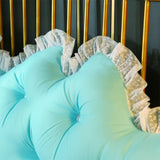 NNEAGS 2X 180cm Light Blue Princess Bed Pillow Headboard Backrest Bedside Tatami Sofa Cushion with Ruffle Lace Home Decor