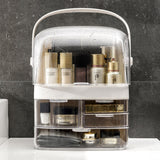 NNEAGS 2X 3 Tier White Countertop Makeup Cosmetic Storage Organiser Skincare Holder Jewelry Storage Box with Handle