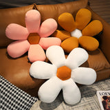 NNEAGS White Daisy Flower Shape Cushion Soft Leaning Bedside Pad Floor Plush Pillow Home Decor