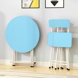 NNEAGS Blue Dining Table Portable Round Surface Space Saving Folding Desk Home Decor