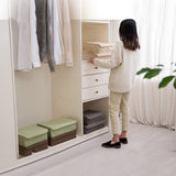 NNEAGS 2X Green Flip Top Underwear Storage Box Foldable Wardrobe Partition Drawer Home Organiser