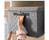 NNEAGS 2X Extra Large Grey Non-Woven Diamond Quilt Grid Fabric Storage/Organizer Box
