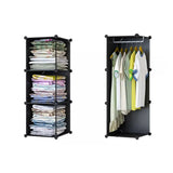 NNEAGS 10 Cubes Black Portable Wardrobe Divide-Grid Modular Storage Organiser Foldable Closet with Doors