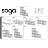 NNEAGS Black Portable 6-Cube 3 Column Storage Organiser Foldable DIY Modular Grid Space Saving Shelf