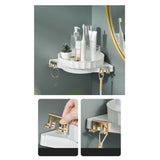 NNEAGS White 360 Degree Wall-Mounted Rotating Bathroom Organiser Corner Vanity Rack Toilet Adhesive Storage Shelf