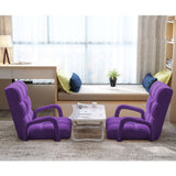 NNEAGS 2X Foldable Lounge Cushion Adjustable Floor Lazy Recliner Chair with Armrest Purple