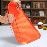 NNEAGS Rectangular Serving Tray Heavy Duty Waterproof Stackable Plastic Food Snack Pan Set of 5 Orange