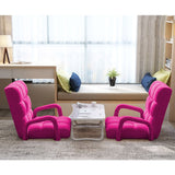 NNEAGS 2X Foldable Lounge Cushion Adjustable Floor Lazy Recliner Chair with Armrest Pink