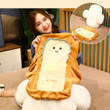 NNEAGS 58cm Cute Face Toast Bread Cushion Stuffed Car Seat Plush Cartoon Back Support Pillow Home Decor