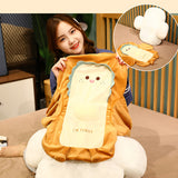 NNEAGS 2X 48cm Cute Face Toast Bread Cushion Stuffed Car Seat Plush Cartoon Back Support Pillow Home Decor
