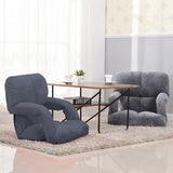 NNEAGS 2X Foldable Lounge Cushion Adjustable Floor Lazy Recliner Chair with Armrest Grey