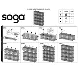 NNEAGS Black Portable 12-Cube Storage Organiser Foldable DIY Modular Grid Space Saving Shelf