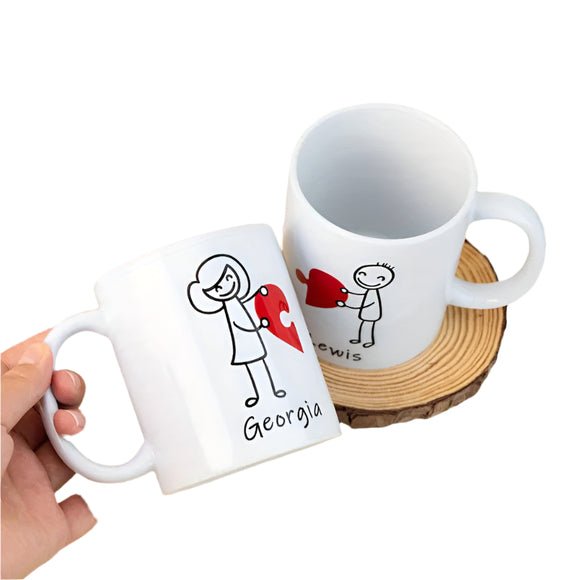 NNETM 2-Pack Personalized Ceramic Coffee Mugs Couples Gift