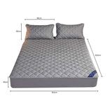 NNEAGS Grey 183cm Wide Cross-Hatch Mattress Cover Thick Quilted Stretchable Bed Spread Sheet Protector with Pillow Covers
