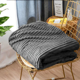 NNEAGS GreyThrow Blanket Warm Cozy Striped Pattern Thin Flannel Coverlet Fleece Bed Sofa Comforter