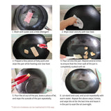 NNEAGS 2X 30cm Round Cast Iron Ribbed BBQ Pan Skillet Steak Sizzle Platter with Handle