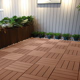 NNEAGS 11 pcs Red Brown DIY Wooden Composite Decking Tiles Garden Outdoor Backyard Flooring Home Decor