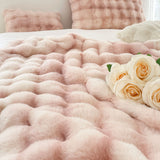 NNEAGS 2X 200cm Light Pink Fur Fuzzy Super Soft and Cozy Fluffy Throw Blanket