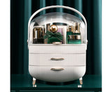 NNEAGS White Cosmetic Jewelry Storage Organiser with Antler LED Light Mirror Tabletop Vanity Set