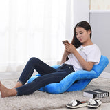 NNEAGS 4X Foldable Lounge Cushion Adjustable Floor Lazy Recliner Chair with Armrest Blue