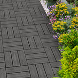 NNEAGS 11 pcs Dark Grey DIY Wooden Composite Decking Tiles Garden Outdoor Backyard Flooring Home Decor