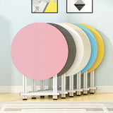 NNEAGS Pink Dining Table Portable Round Surface Space Saving Folding Desk Home Decor