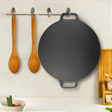 NNEAGS 37cm Cast Iron Induction Crepes Pan Baking Cookie Pancake Pizza Bakeware