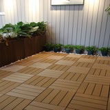 NNEAGS 11 pcs Coffee DIY Wooden Composite Decking Tiles Garden Outdoor Backyard Flooring Home Decor
