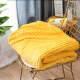 NNEAGS 2X Yellow Throw Blanket Warm Cozy Striped Pattern Thin Flannel Coverlet Fleece Bed Sofa Comforter