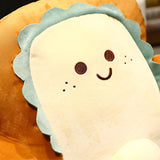 NNEAGS 2X 48cm Smiley Face Toast Bread Cushion Stuffed Car Seat Plush Cartoon Back Support Pillow Home Decor