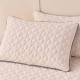 NNEAGS Beige 183cm Wide Mattress Cover Thick Quilted Fleece Stretchable Clover Design Bed Spread Sheet Protector with Pillow Covers