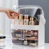 NNEAGS 2X 3 Tier White Countertop Makeup Cosmetic Storage Organiser Skincare Holder Jewelry Storage Box with Handle