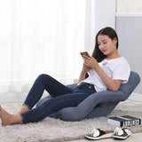 NNEAGS 2X Foldable Lounge Cushion Adjustable Floor Lazy Recliner Chair with Armrest Grey
