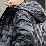 NNEAGS abbee Black 3XL Winter Hooded Glossy Overcoat Long Jacket Stylish Lightweight Quilted Warm Puffer Coat